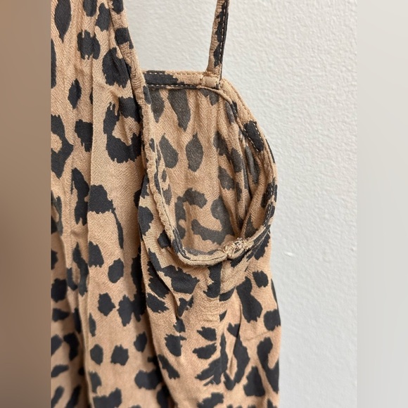 Aerie Modal Leopard Print V-Neck Strappy Casual Beachy Midi Slip Dress Women’s M - Picture 6 of 9